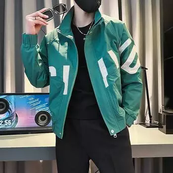 Мужская куртка High Street Fashion 2024 года — весна/осень в стиле Гонконг, японский Харадзюку и корейский стиль 2XL зелёный