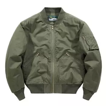 Мужская куртка из чистого хлопка Flight Cotton-steaded, свободная верхняя одежда на осень и зиму, американский ретро-оборудование, бейсбольный воротник, утолщенная хлопковая одежда M хаки