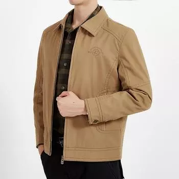 Мужская куртка из чистого хлопка, свободная куртка для папы 40-50 лет, мужская повседневная куртка для мужчин M