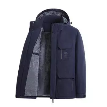 Мужская куртка из хлопка свободного покроя средней длины, утепленная зимняя куртка из хлопка, мужская модель S чёрный