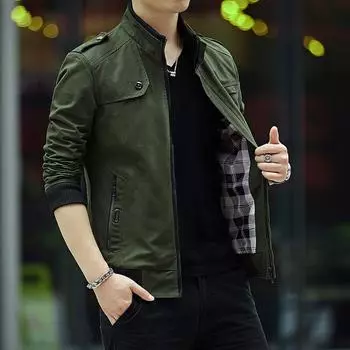 Мужская куртка из хлопка в корейском стиле — модный тренд осени 2XL чёрный