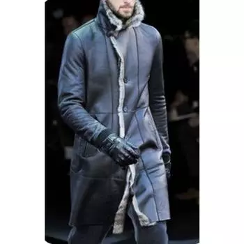 Мужская куртка из искусственного меха с длинным рукавом M чёрный