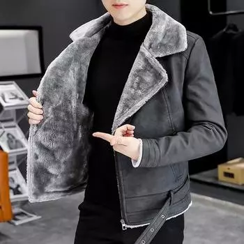 Мужская куртка из искусственной кожи, кожаные пальто, зимние мужские теплые куртки с меховым воротником, тонкие мотоциклетные куртки из искусственной кожи, мужские байкерские пальто, одежда S