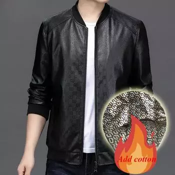 Мужская куртка из искусственной кожи, мужская модная куртка, стильные мужские бархатные теплые кожаные куртки для спорта, мотоциклетные куртки 52