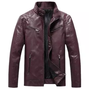 Мужская куртка из искусственной кожи, мужская модная молодежная куртка с воротником-стойкой в стиле панк, мужская кожаная куртка в стиле локомотив L
