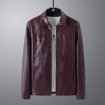 Мужская куртка из искусственной кожи осень-зима новое однотонное пальто с лацканами мужская повседневная мужская одежда цельный предмет M