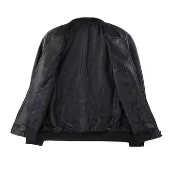 Мужская куртка из искусственной кожи, приталенная куртка на молнии с воротником в стиле бейсбольной формы, теплая куртка на осень-зиму для занятий спортом, офисных вечеринок M чёрный