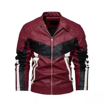 Мужская куртка из искусственной кожи с подкладкой и утолщенная новая байкерская кожаная куртка L