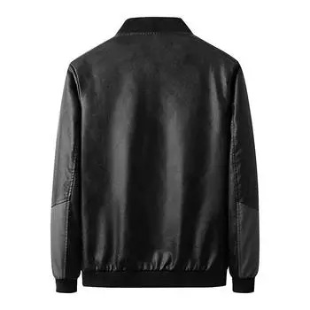 Мужская куртка из искусственной кожи с воротником-стойкой в стиле пэчворк, повседневная куртка большого размера с бейсбольным воротником M серый