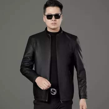 Мужская куртка из натуральной кожи, деловой лацкан из овчины, новая повседневная кожаная куртка на осень и зиму для папы среднего возраста 170