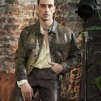 Мужская куртка из натуральной кожи, мужская куртка