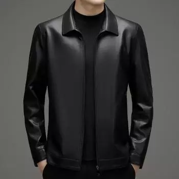 Мужская куртка из натуральной кожи на осень и зиму, куртка из плюшевой кожи, мужская повседневная куртка с лацканами, топ из овчины Daddy 170