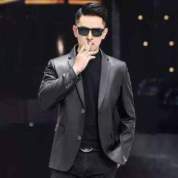 Мужская куртка из натуральной кожи, овчина, модная, весна и осень, новый, деловой, повседневный, ремонт L