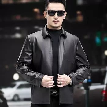 Мужская куртка из натуральной кожи с лацканами первого слоя на весну и осень, мужская куртка из натуральной кожи для мотоциклистов, деловая мужская одежда L