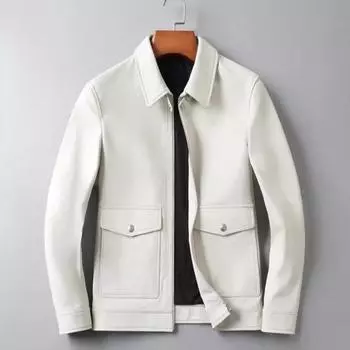 Мужская куртка из натуральной кожи, весенняя новинка, куртка из козьей кожи, летный костюм, лацкан, большой карман, модная высококачественная кожаная куртка L