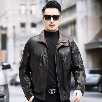 Мужская куртка из натуральной кожи весна-осень, верхний слой, вощеная масляная кожаная куртка для мотоциклистов, модная охотничья куртка M