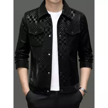 Мужская куртка из оленьей кожи осень и зима новая мужская одежда для молодежи и среднего возраста деловая повседневная красивая кожаная куртка L