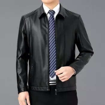 Мужская куртка из овчины, мужское деловое повседневное пальто, теплая куртка из натуральной кожи и утолщенного бархата 170