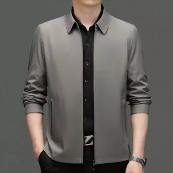 Мужская куртка из шелка тутового дерева с лацканами высокого качества для пап среднего возраста, свободный деловой повседневный топ, тонкое пальто на весну и осень 165