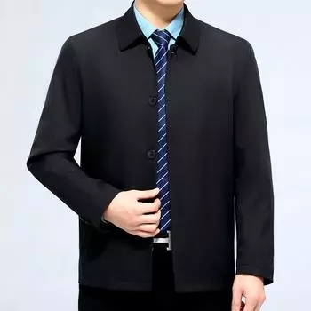 Мужская куртка из шелка тутового дерева, верхняя часть на весну и осень, деловой повседневный пиджак для папы среднего возраста с застегивающимися лацканами 170