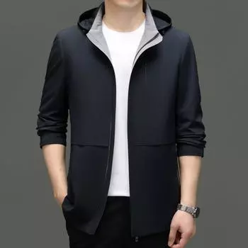 Мужская куртка из шелка тутового шелкопряда, весна-осень, новый стиль, съемный верх с капюшоном, высококачественная повседневная мужская куртка для папы 170