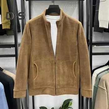 Мужская куртка из шерпы с длинным рукавом, застегивающаяся на молнию спереди, повседневная куртка, зимнее флисовое теплое пальто для занятий спортом на открытом воздухе, повседневная одежда M кофейный