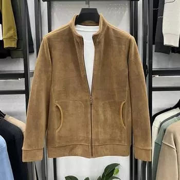 Мужская куртка из шерпы с длинным рукавом, застегивающаяся на молнию спереди, повседневная куртка, зимнее флисовое теплое пальто для занятий спортом на открытом воздухе, повседневная одежда M кофейный