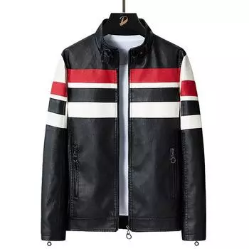 Мужская куртка из сращенной кожи, мужская куртка из искусственной кожи, мотоциклетный костюм из флиса и кожи для мужчин, облегающий крой M