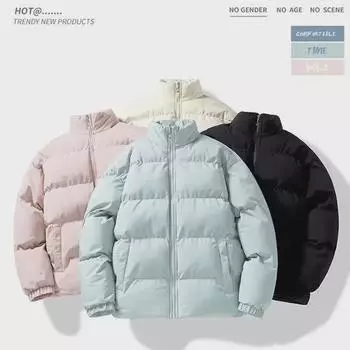 Мужская куртка из утолщенного бархата и хлопка с высоким воротником - однотонный пуховик на осень/зиму, пальто в парном стиле XL хаки