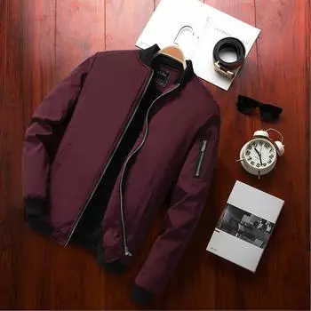 Мужская куртка из утолщенного бархата, повседневная, модная, с воротником-стойкой, свободная, большого размера L красный