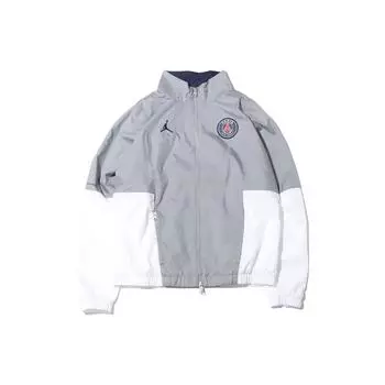 Мужская куртка Jordan x PSG Paris Saint-Germain с цветными блоками и воротником-стойкой на молнии, серая DJ0387-090