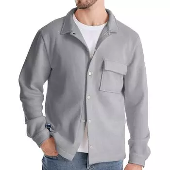 Мужская куртка-кардиган с длинным рукавом и лацканами, мужская однотонная верхняя одежда с карманами M синий