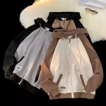 Мужская куртка-кардиган свободного кроя с капюшоном в стиле ретро — тренд осени 2023 года M