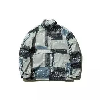 Мужская куртка Li Ning CF Series Smoke City с воротником-стойкой и полным принтом, серая AJDR237-2 XXXL