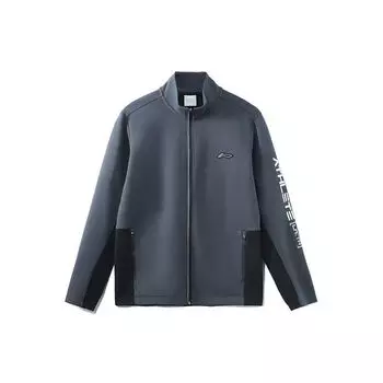 Мужская куртка Li Ning Fitness Series с логотипом и воротником-стойкой, серая AWDR313-2 S