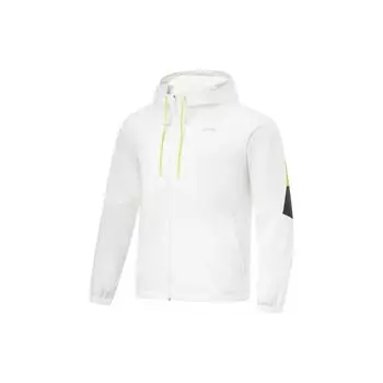 Мужская куртка Li-Ning Fitness Series с капюшоном и длинными рукавами с цветными блоками, белые топы AFDT411-5 XL