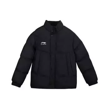 Мужская куртка Li-Ning Plain Logo с воротником-стойкой и застежкой-молнией из хлопка, черная AJMS081-3 XXXXL