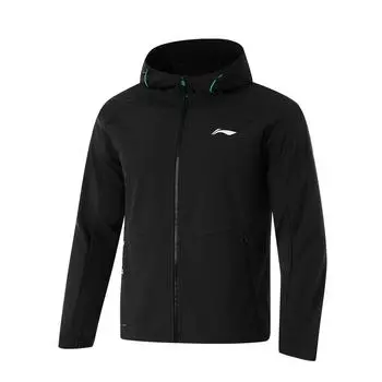 Мужская куртка Li Ning Running Series с длинным рукавом и капюшоном, водонепроницаемая, черная, AFDU351-1 S