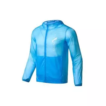 Мужская куртка Li Ning Running Series с капюшоном, ветрозащитная, облегающая, тканая, ярко-синяя AFDQ181-3 XL