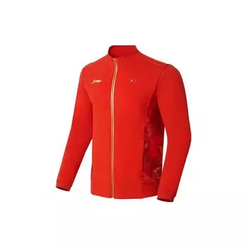 Мужская куртка Li Ning с цветным принтом в виде букв и воротником-стойкой, награда за чемпионат мира по настольному теннису, огненно-красная AYYS021-2 L