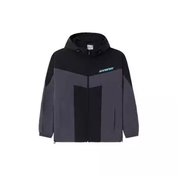 Мужская куртка Li-Ning с капюшоном на молнии с цветными блоками, верхняя одежда темно-фиолетового, серого цвета AFDS033-4 S
