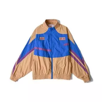 Мужская куртка Li Ning Sports Fashion Series с вышитым логотипом и цветными блоками, синяя коричневая AJDR231-3 XXL