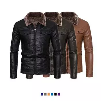 Мужская куртка Модный тренд Британский бархатный костюм с лацканами Кожаная куртка мужская куртка M