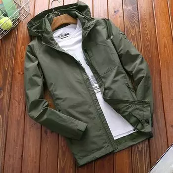 Мужская куртка молодежная осенняя мужская тонкая повседневная куртка большого размера однотонная верхняя часть для активного отдыха M чёрный