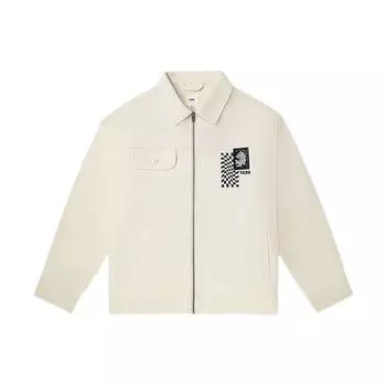 Мужская куртка на молнии с воротником на молнии с принтом и вышивкой Vans, белая VN0A7Q193KS S