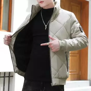Мужская куртка на подкладке, куртка в клетку, теплая утолщенная повседневная куртка, свободная куртка на молнии XS белый