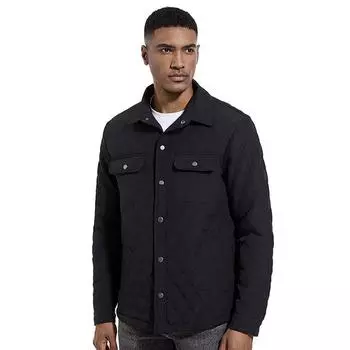 Мужская куртка на пуговицах, повседневные куртки с боковыми карманами, осенне-зимнее пальто, ветрозащитная теплая верхняя одежда для мужчин, утепленные рабочие куртки с отложным воротником M чёрный