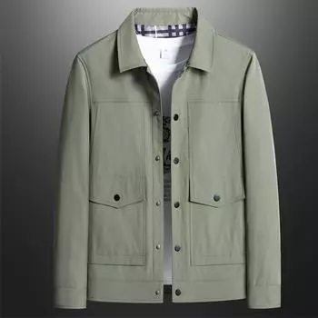 Мужская куртка на весну и осень, легкая, роскошная, деловая, повседневная, для ежедневных поездок на работу, с однотонными лацканами, мужская куртка-карго M