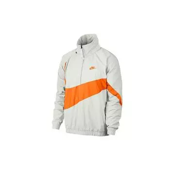 Мужская куртка Nike Big Swoosh с полумолнией, верхняя одежда, белый, оранжевый AJ1404-123 S