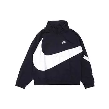 Мужская куртка Nike с полумолнией и большой галочкой, черная AJ1404-010